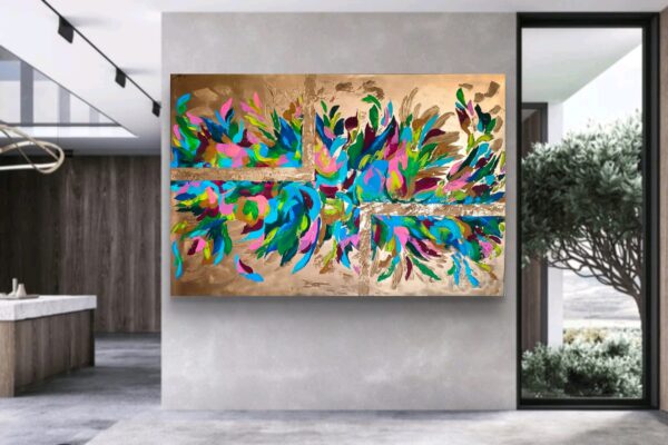 Wspomnienie lata 150cm x 100cm obraz strukturalny, malowany ręcznie akryle na płótnie - obrazek 6
