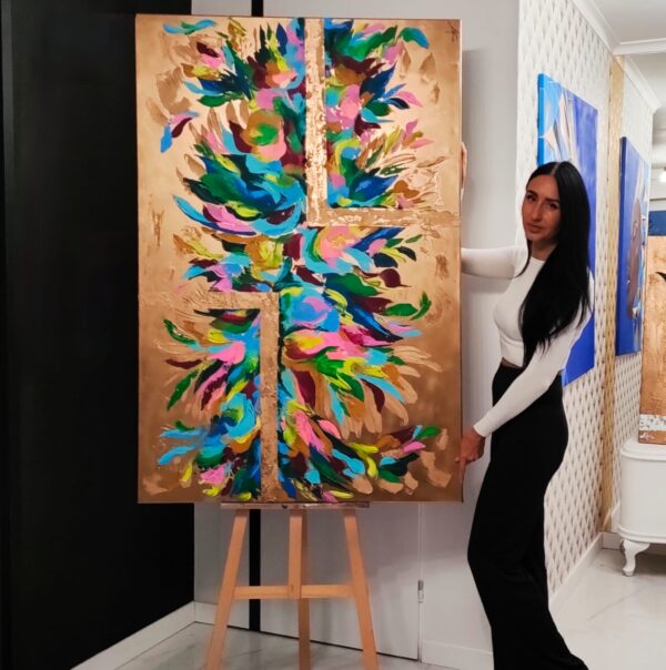 Wspomnienie lata 150cm x 100cm obraz strukturalny, malowany ręcznie akryle na płótnie - obrazek 4