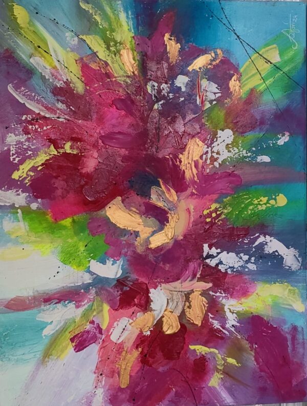 Alegria 80cm x 60cm obraz strukturalny, malowany ręcznie akryle na płótnie - obrazek 12