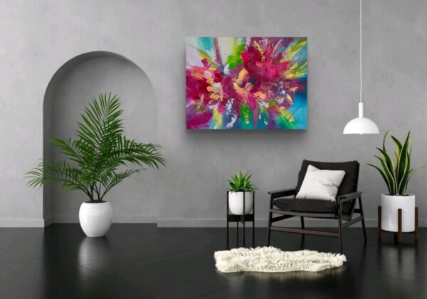 Alegria 80cm x 60cm obraz strukturalny, malowany ręcznie akryle na płótnie - obrazek 5