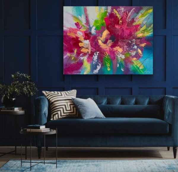 Alegria 80cm x 60cm obraz strukturalny, malowany ręcznie akryle na płótnie - obrazek 3