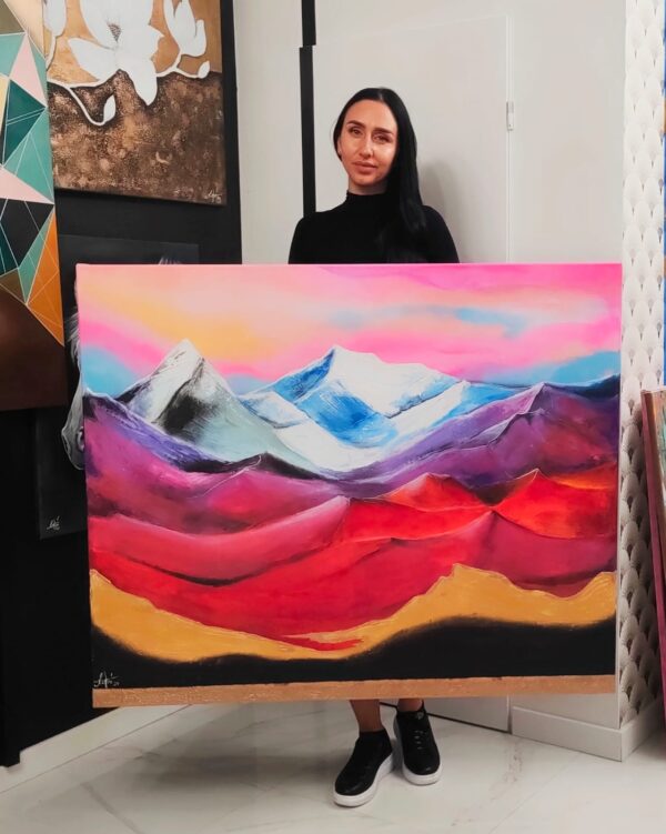 My dream mountains 120cm x 100cm obraz strukturalny rzeźbiony , akryle na płótnie i pasta - obrazek 2