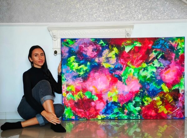 In my secret garden 150cm x 100cm obraz strukturalny, malowany ręcznie akryle na płótnie - obrazek 2