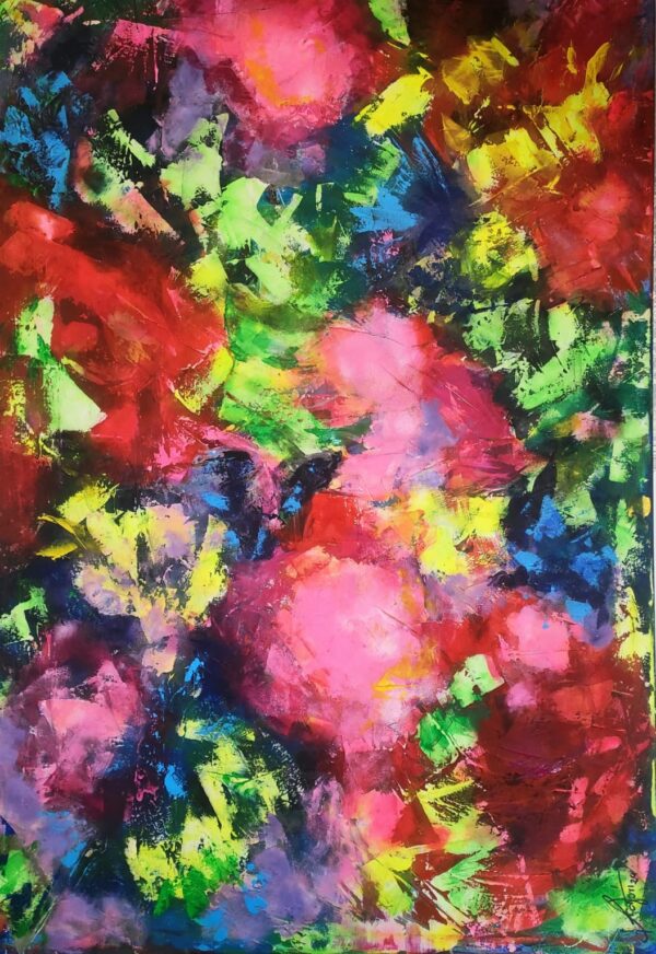 In my secret garden 150cm x 100cm obraz strukturalny, malowany ręcznie akryle na płótnie - obrazek 3