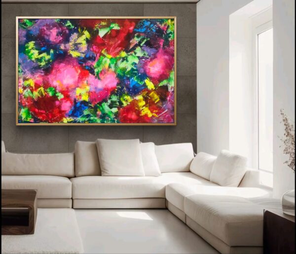 In my secret garden 150cm x 100cm obraz strukturalny, malowany ręcznie akryle na płótnie - obrazek 5