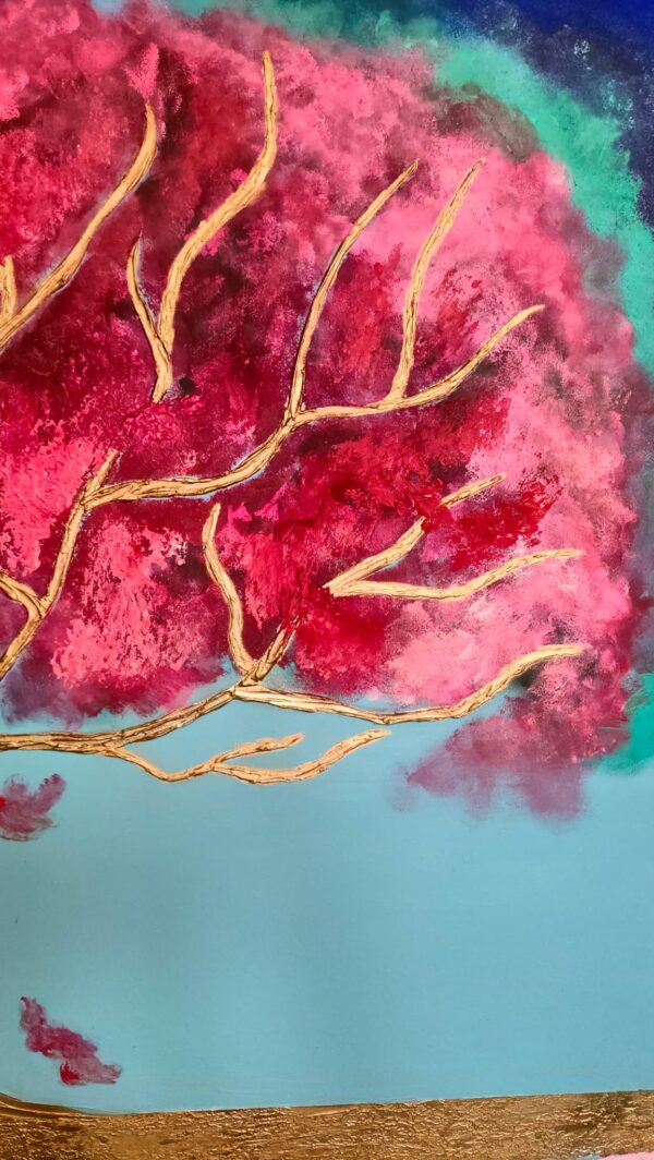 "Árbol de la felicidad" 120cm x 100cm obraz strukturalny rzeźbiony malowany ręcznie akryle na płótnie - obrazek 12