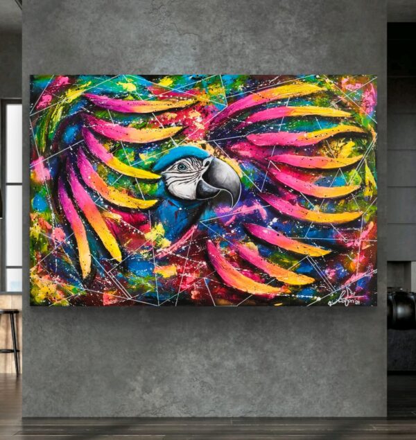 My wonderful ara 150cm x 100cm obraz strukturalny, malowany ręcznie akryle na płótnie