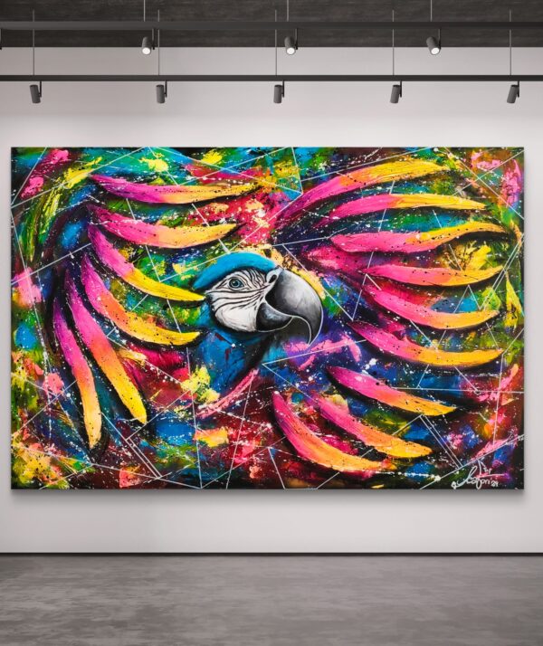 My wonderful ara 150cm x 100cm obraz strukturalny, malowany ręcznie akryle na płótnie - obrazek 10