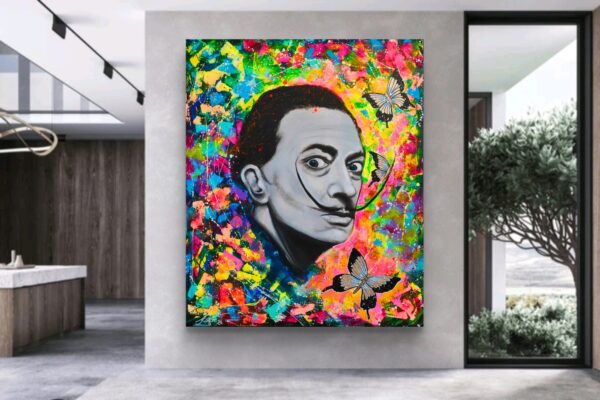 Salvador w motylach 100cm x 120cm obraz strukturalny malowany ręcznie akryle na płótnie - obrazek 15