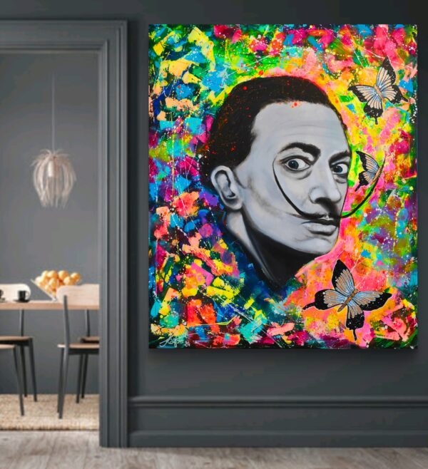 Salvador w motylach 100cm x 120cm obraz strukturalny malowany ręcznie akryle na płótnie - obrazek 16