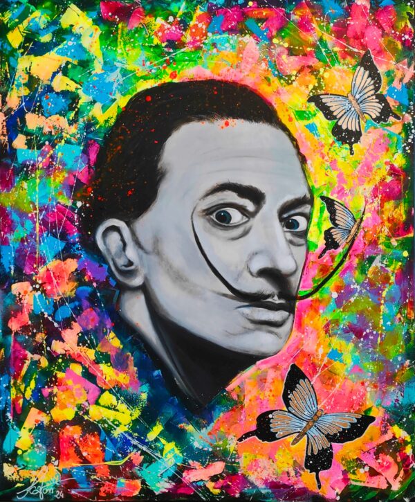 Salvador w motylach 100cm x 120cm obraz strukturalny malowany ręcznie akryle na płótnie - obrazek 7