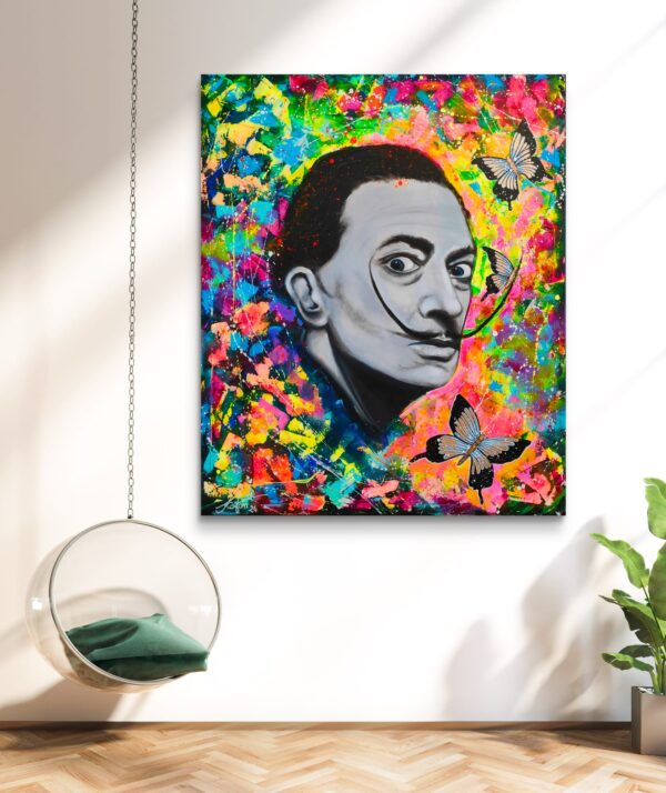 Salvador w motylach 100cm x 120cm obraz strukturalny malowany ręcznie akryle na płótnie - obrazek 9