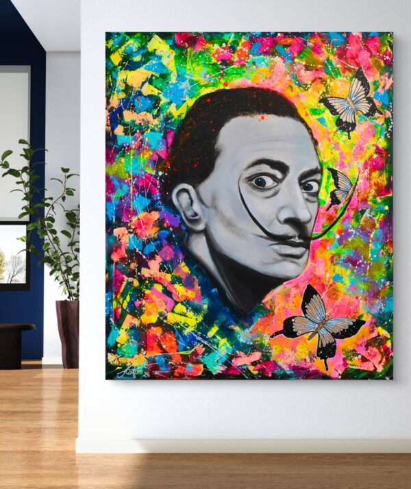 Salvador w motylach 100cm x 120cm obraz strukturalny malowany ręcznie akryle na płótnie - obrazek 11