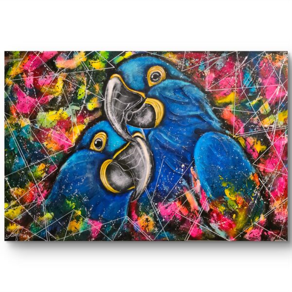 Ary hiacyntowe 150cm x 100cm obraz strukturalny, malowany ręcznie akryle na płótnie - obrazek 5