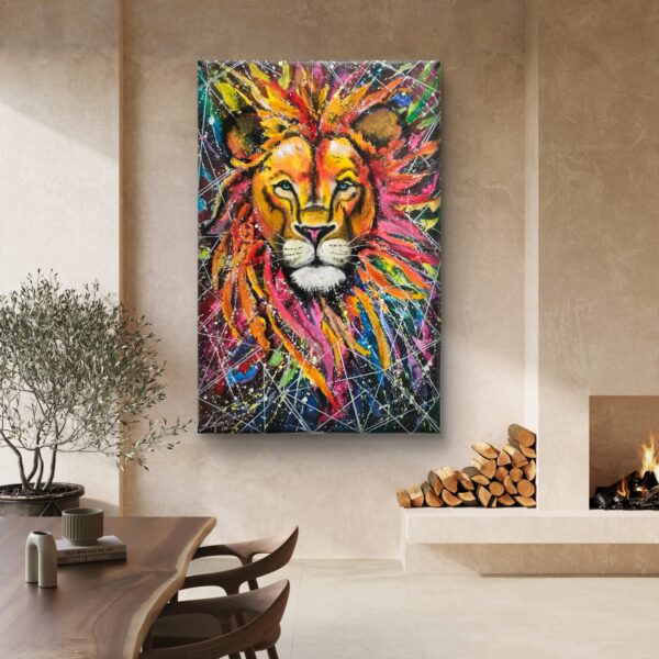 Pan Lew 100cm x 150cm obraz strukturalny, malowany ręcznie akryle na płótnie - obrazek 12