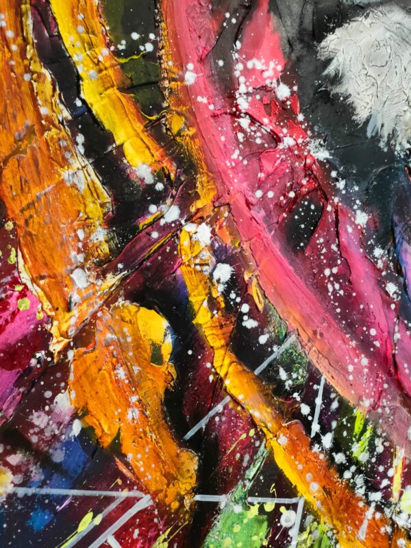 Pan Lew 100cm x 150cm obraz strukturalny, malowany ręcznie akryle na płótnie - obrazek 4