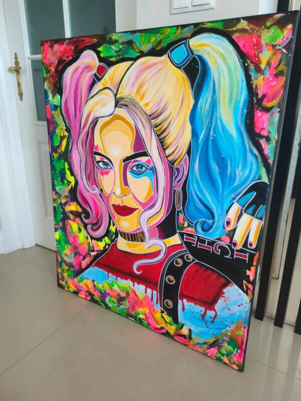 "Harley is here" 100cm x 120cm obraz strukturalny malowany ręcznie akryle na płótnie - obrazek 6