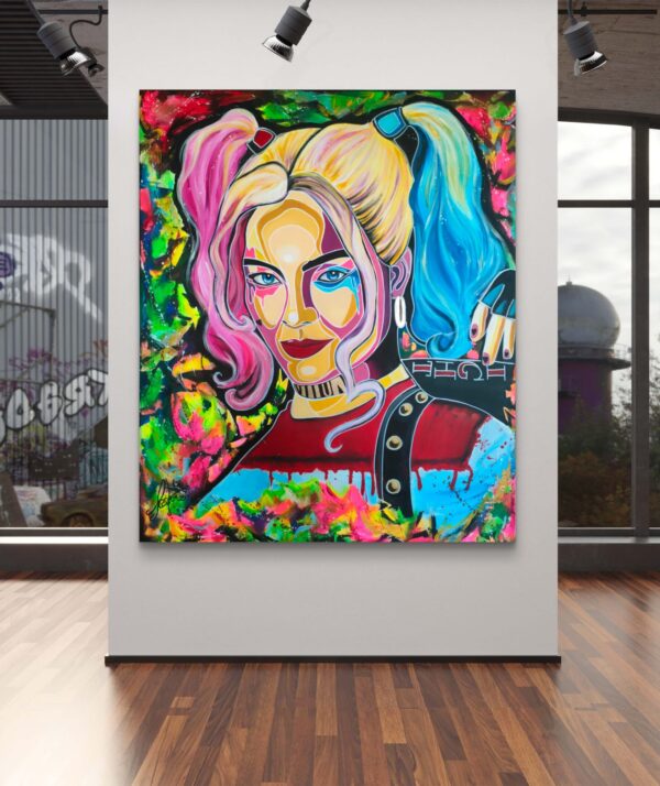 "Harley is here" 100cm x 120cm obraz strukturalny malowany ręcznie akryle na płótnie - obrazek 5