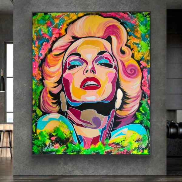 Lady MM 100cm x 120cm obraz strukturalny malowany ręcznie akryle na płótnie - obrazek 4