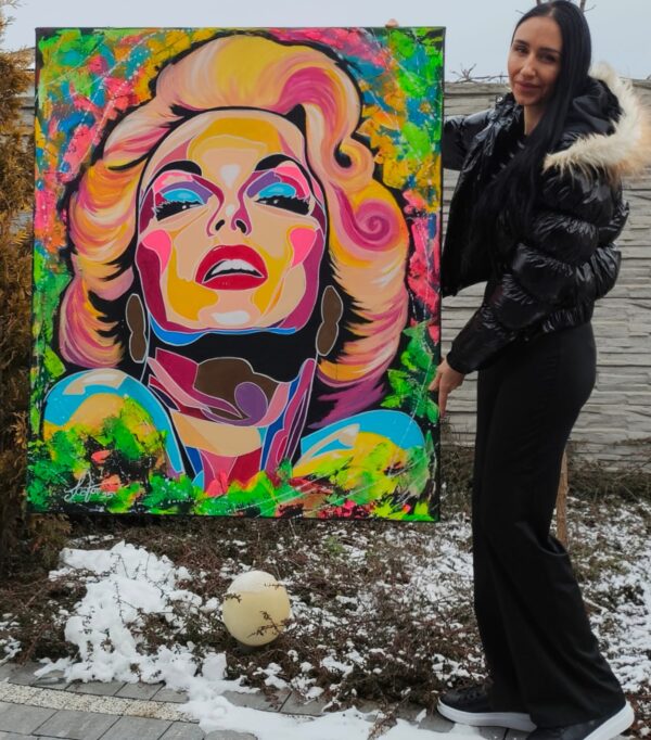 Lady MM 100cm x 120cm obraz strukturalny malowany ręcznie akryle na płótnie - obrazek 2