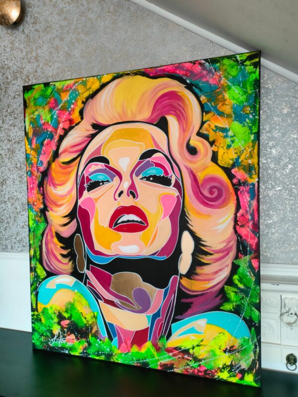 Lady MM 100cm x 120cm obraz strukturalny malowany ręcznie akryle na płótnie - obrazek 9