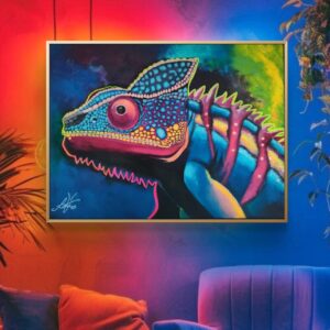 Kame-Leon 80cm x 60cm obraz malowany ręcznie akryle na płótnie