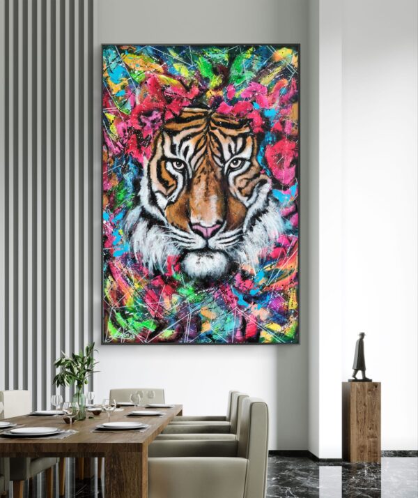 NIEDOSTĘPNY Lady Tiger 100cm x 150cm obraz strukturalny, malowany ręcznie akryle na płótnie - obrazek 3