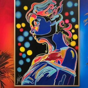 Neon - into the light 60cm x 80cm obraz malowany ręcznie akryle na płótnie