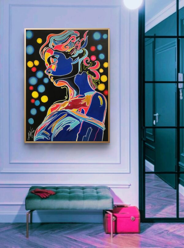 Neon - into the light 60cm x 80cm obraz malowany ręcznie akryle na płótnie - obrazek 5