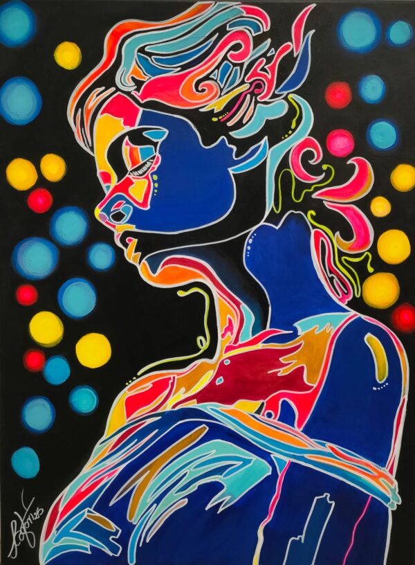 Neon - into the light 60cm x 80cm obraz malowany ręcznie akryle na płótnie - obrazek 4