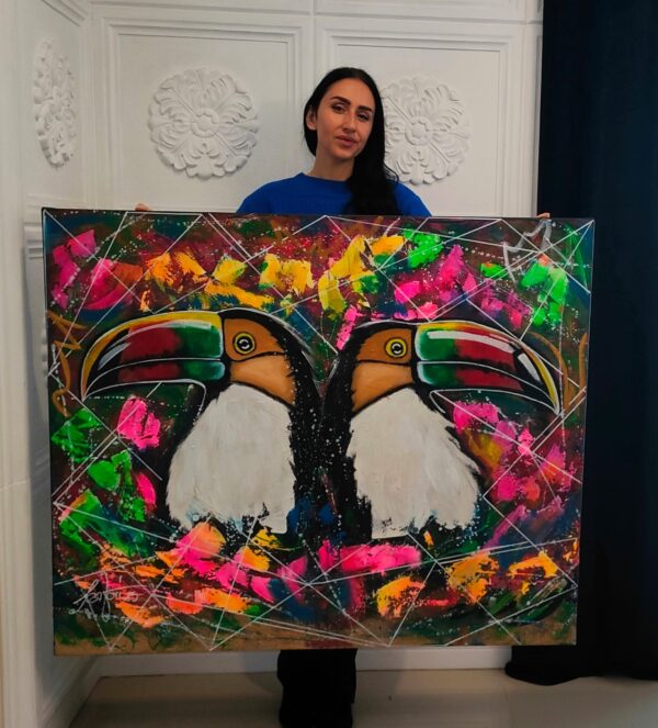 Tukany 2 120cm x 100cm obraz akrylowy, strukturalny na płótnie - obrazek 2