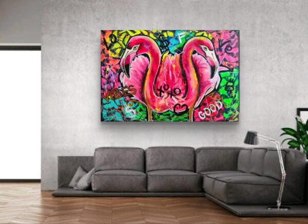 Good Vibes 150cm x 100cm obraz strukturalny, malowany ręcznie akryle na płótnie - obrazek 15