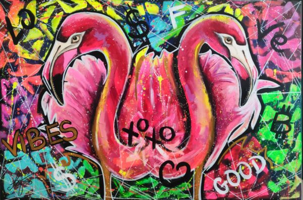 Good Vibes 150cm x 100cm obraz strukturalny, malowany ręcznie akryle na płótnie - obrazek 4