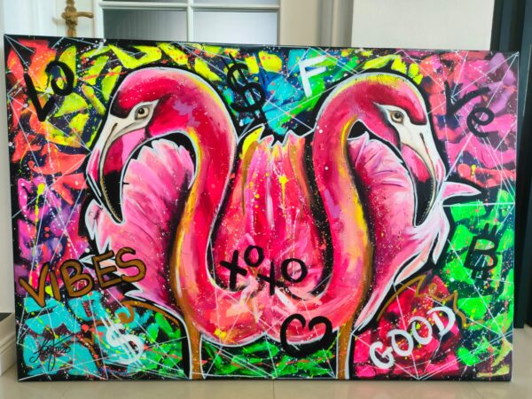 Good Vibes 150cm x 100cm obraz strukturalny, malowany ręcznie akryle na płótnie - obrazek 7