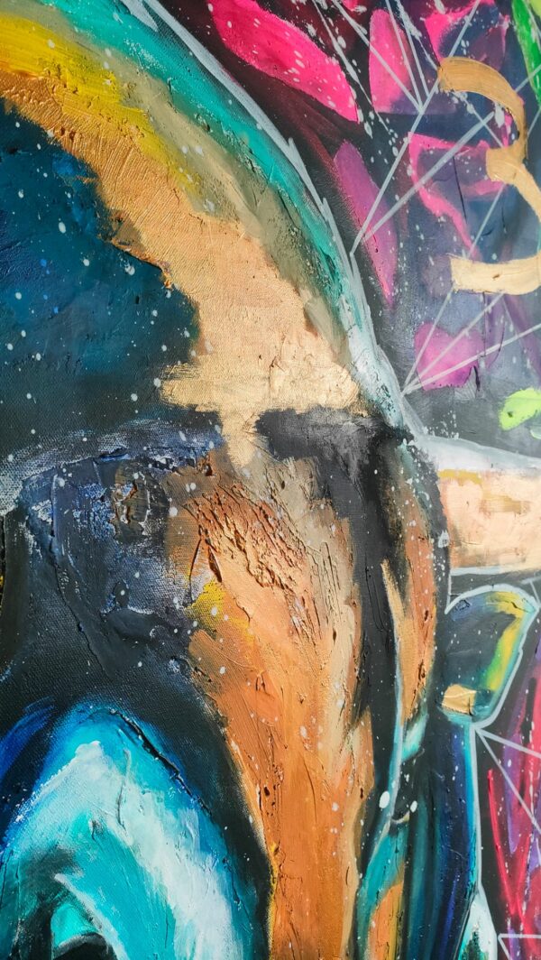 Mr Bull 100cm x 150cm obraz strukturalny, malowany ręcznie akryle na płótnie - obrazek 11