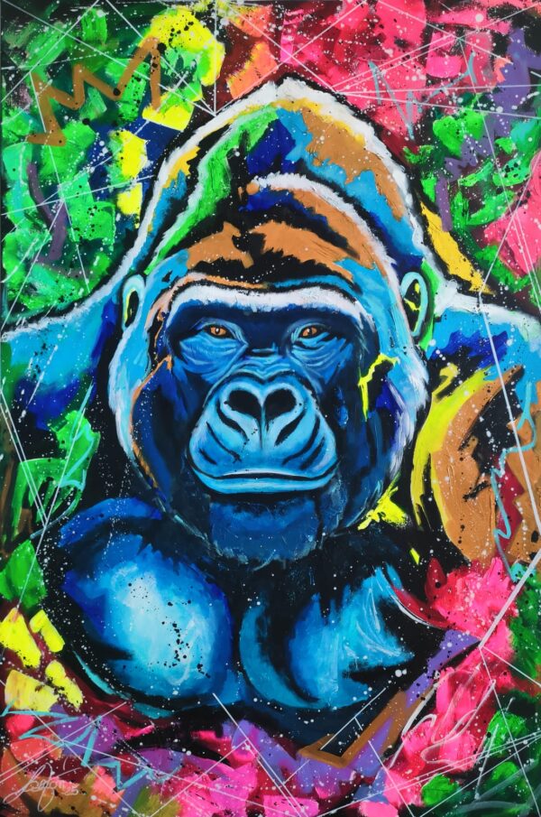 Mr Kong 100cm x 150cm obraz strukturalny, malowany ręcznie akryle na płótnie - obrazek 11