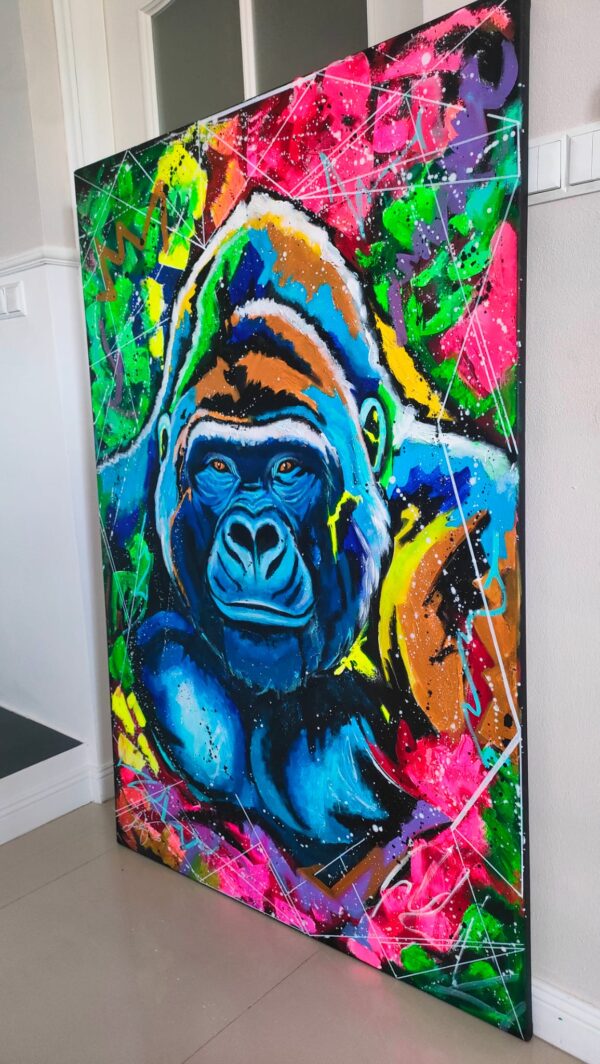 Mr Kong 100cm x 150cm obraz strukturalny, malowany ręcznie akryle na płótnie - obrazek 13