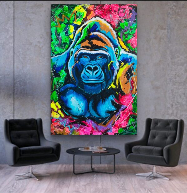 Mr Kong 100cm x 150cm obraz strukturalny, malowany ręcznie akryle na płótnie - obrazek 3