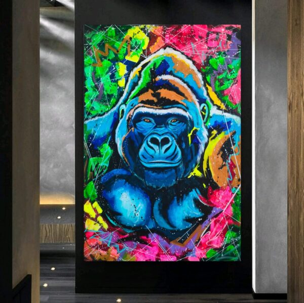 Mr Kong 100cm x 150cm obraz strukturalny, malowany ręcznie akryle na płótnie - obrazek 4