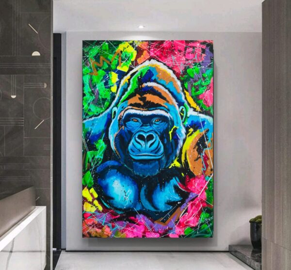 Mr Kong 100cm x 150cm obraz strukturalny, malowany ręcznie akryle na płótnie - obrazek 5