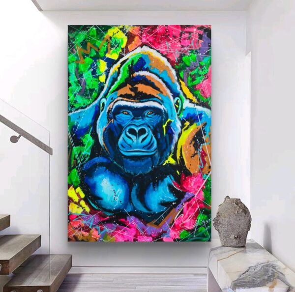 Mr Kong 100cm x 150cm obraz strukturalny, malowany ręcznie akryle na płótnie - obrazek 7