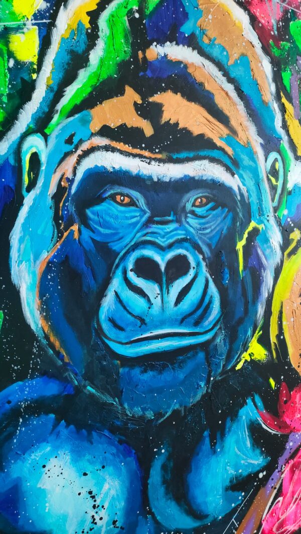 Mr Kong 100cm x 150cm obraz strukturalny, malowany ręcznie akryle na płótnie - obrazek 9